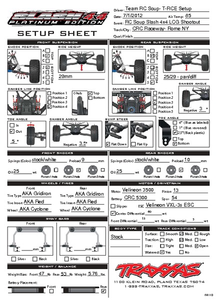 traxxas slash 2wd oval setup