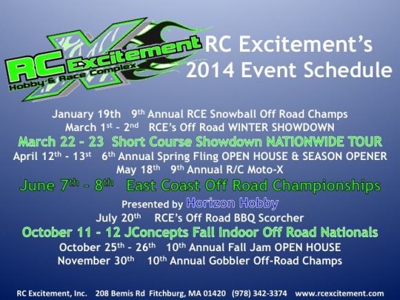 2014 RCE Off Road Event Schedule