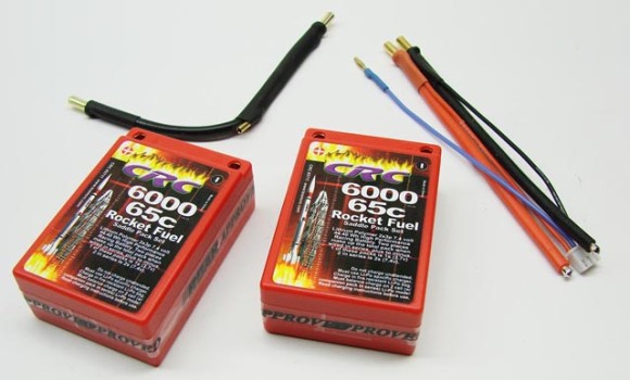 New Rocket Fuel battery packs from Calandra Racing. Low internal resistance for bottom end punch, coupled with high voltage for screaming top speed. 