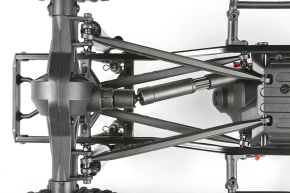4-LINK REAR SUSPENSION The suspension geometry utilizes a 4-Link design for the rear which is optimized to reduce axle steer and torque twist. It also helps with steep off-camber climbs by having the proper amount of anti-squat and roll characteristics. The 4-Link system also aids against suspension wrap-up in high power applications.
