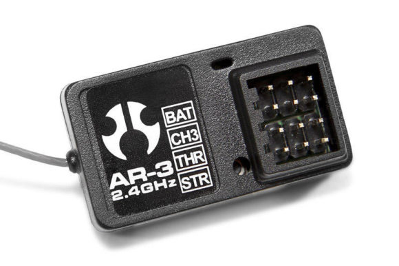 3-CHANNEL 2.4GHz RECEIVER The AR-3 2.4 GHz receiver uses no crystals so you'll experience worry free driving with no frequency conflicts. This lightweight, compact, and bind button equipped receiver with LED indicator makes setup easy! 