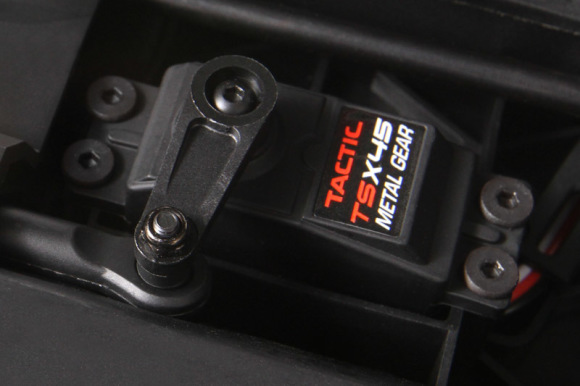 METAL GEAR TACTIC SERVO, 151 oz-in, WATER RESISTANT The included Tactic TSX45 metal gear servo is rated at 151 oz-in of torque for massive turning power and dual ball bearings provide smooth and precise movement for the metal gear train.