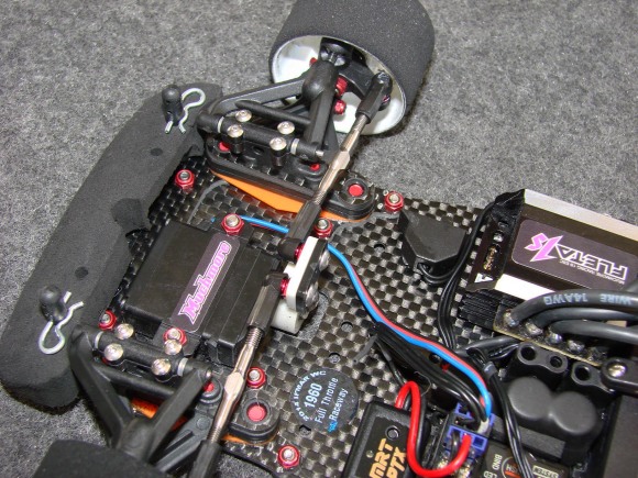 Marc Rheinard's World Championship machine. Sanwa servo reverse mounted with the proven CRC "Pro-Strut" front end.